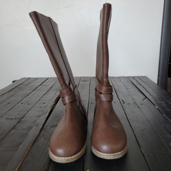 Old Navy Brown Boots Faux Leather EUC Women's 5 Mid-calf Fall Winter - Picture 4 of 7